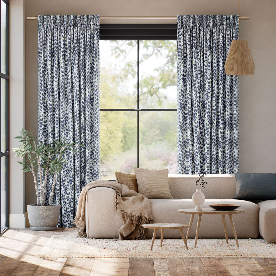 波 夜 カーテン