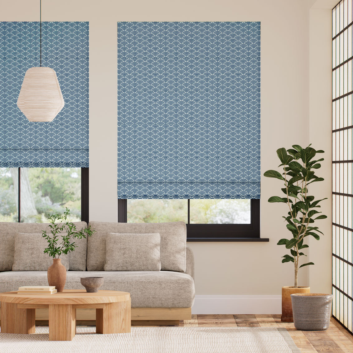 波 夜 ローマンシェード