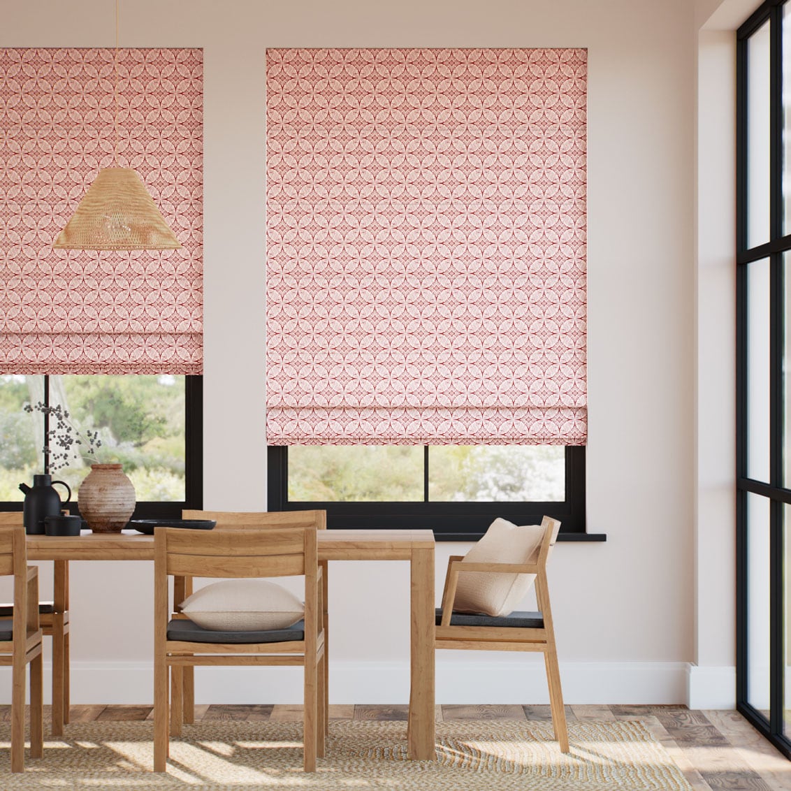 鳥結び 茜 ローマンシェード