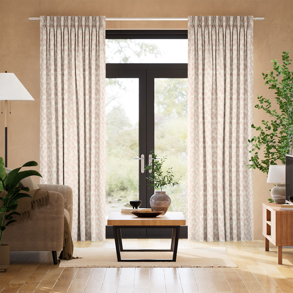 梅 紅 カーテン