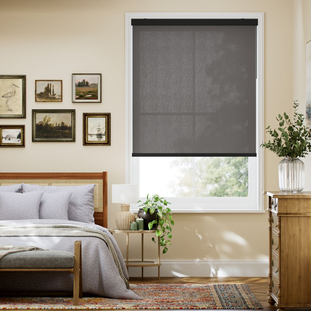 非遮光 テクスチャードチャコール ロールスクリーン