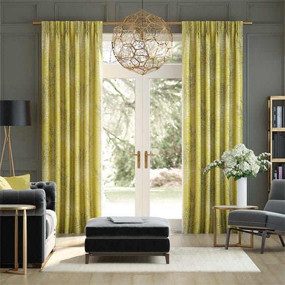 ムーンライトファーンシルク調　シトラス カーテン