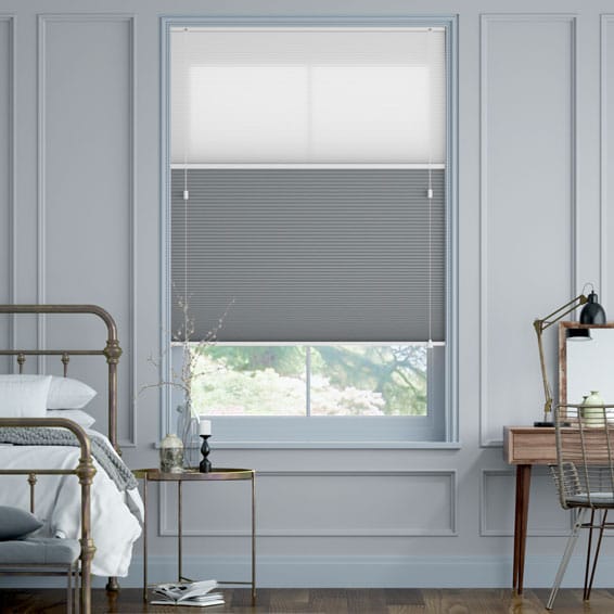 【カーテンレール可】ツインハニカム　スレートブルー ハニカムシェード