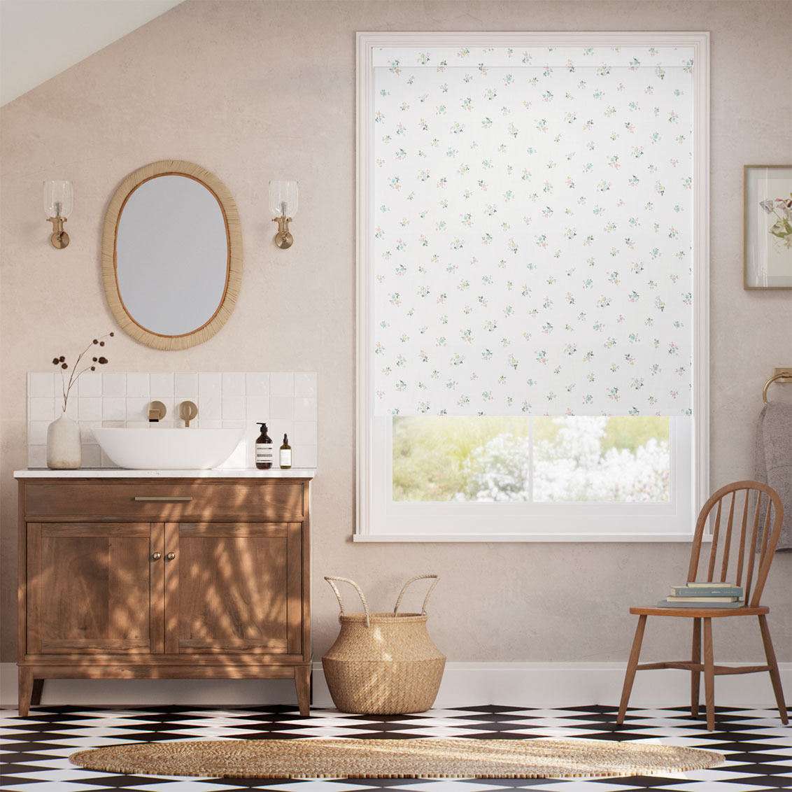 ポージー・コサージュ クリーム ロールスクリーン