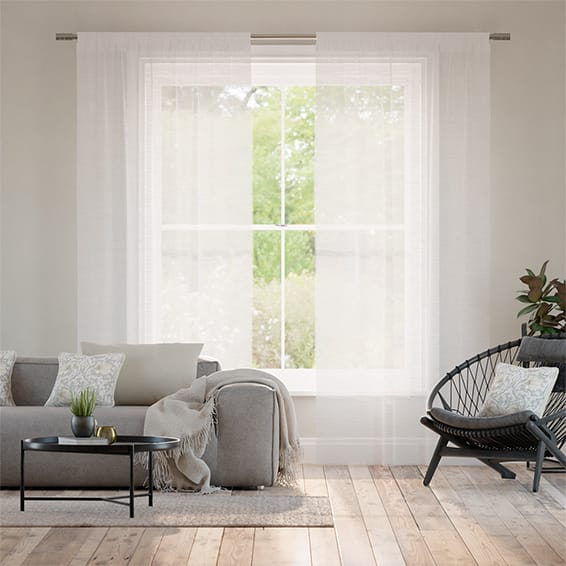 リズムボイル　アークティックホワイト レースカーテン