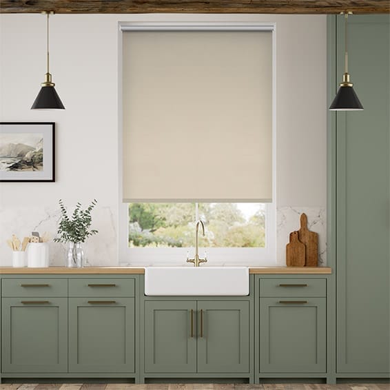 【つっぱり式 電動】遮光サーマル ベージュ ロールスクリーン