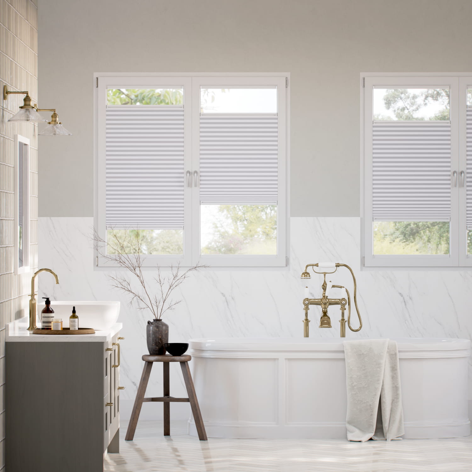 【窓貼りタイプ】遮光 ポーラー ホワイト プリーツスクリーン