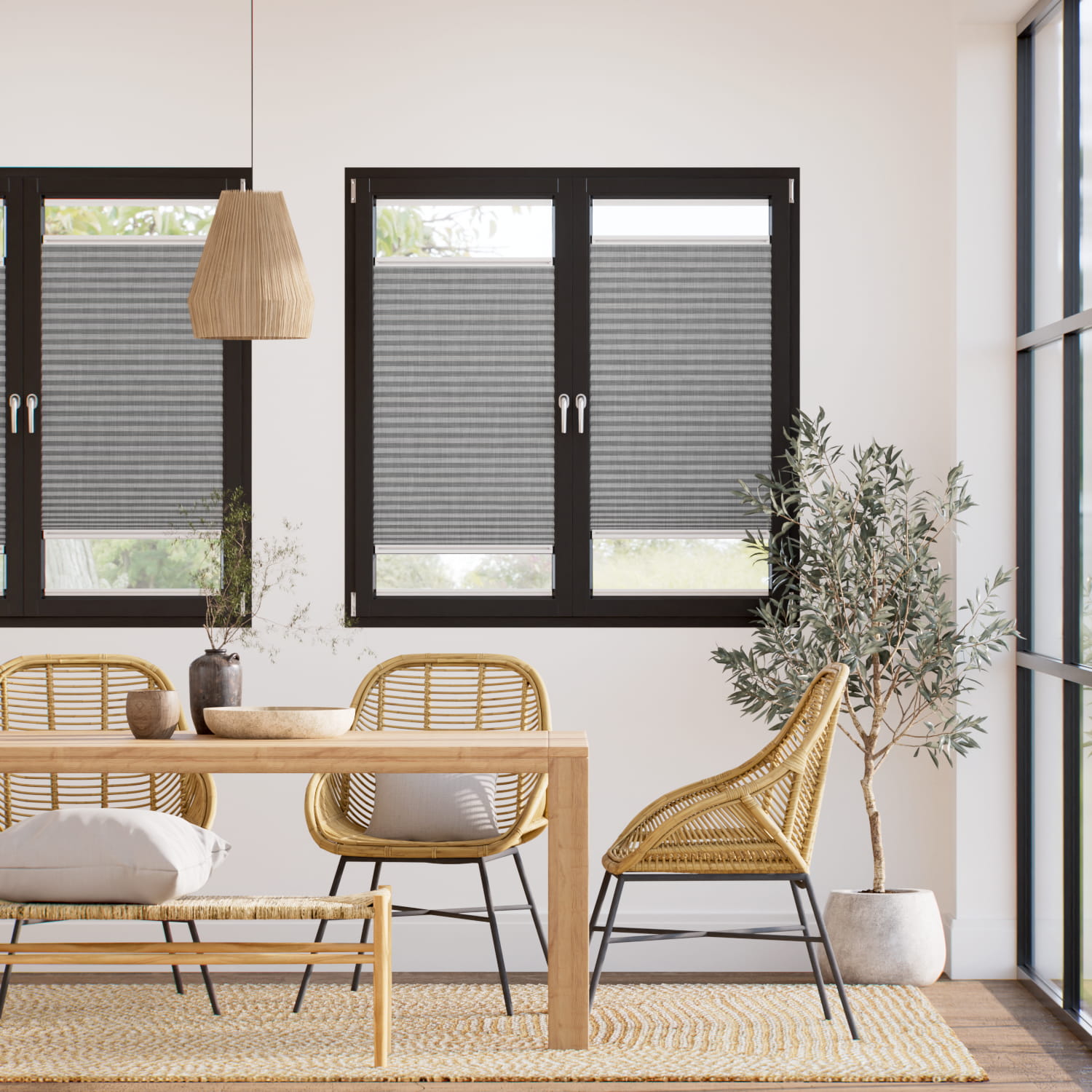 【窓貼りタイプ】遮光 ロック ソルト プリーツスクリーン