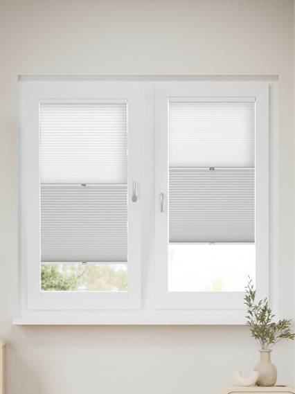 【窓貼りタイプ】ツインハニカム シンプルホワイト Stick2Fit Day and Night Duo Blind サムネイル写真