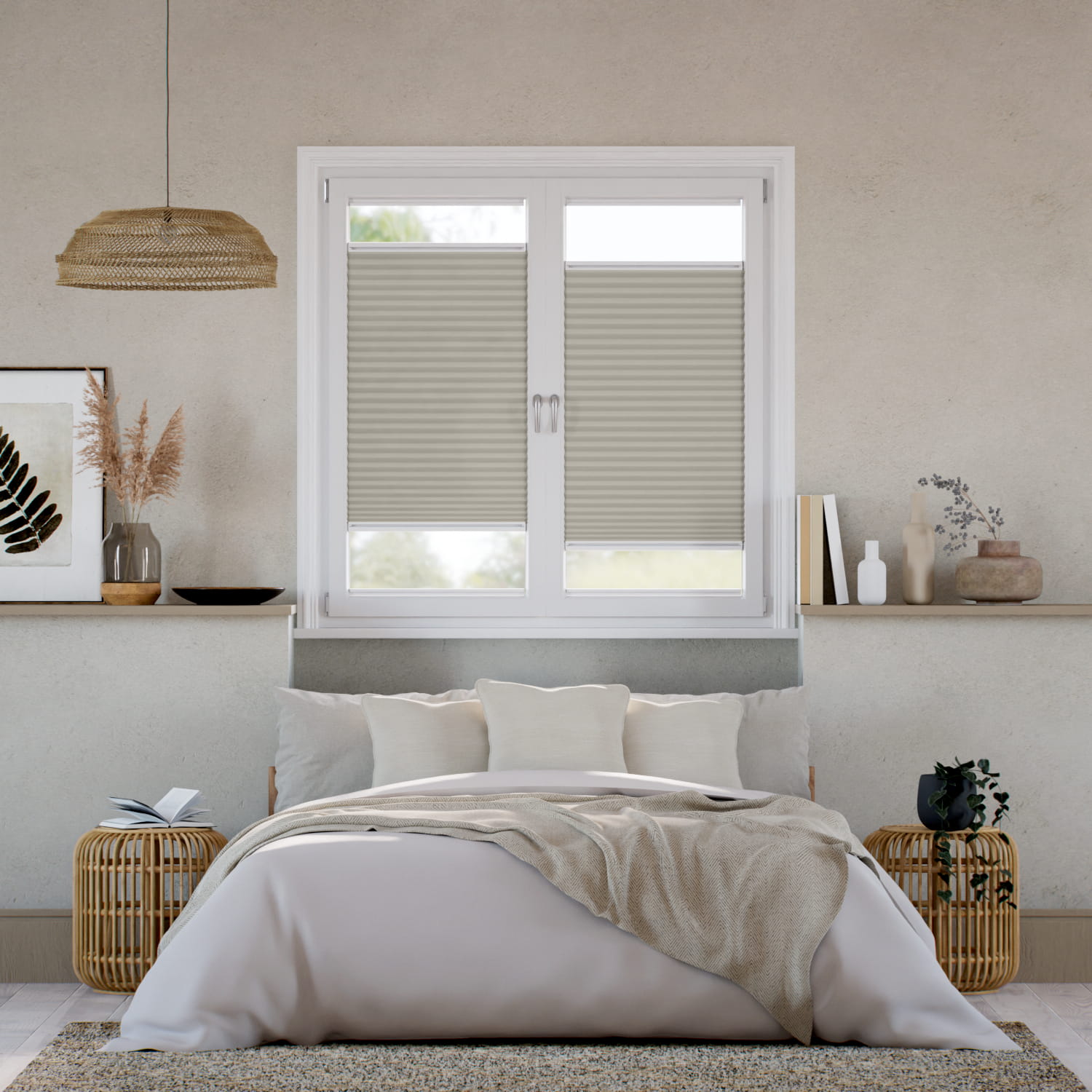 【窓貼りタイプ】採光 トーナル グレー プリーツスクリーン