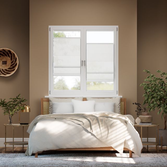 【窓貼りタイプ】ビジュリネン　ホワイト ローマンシェード