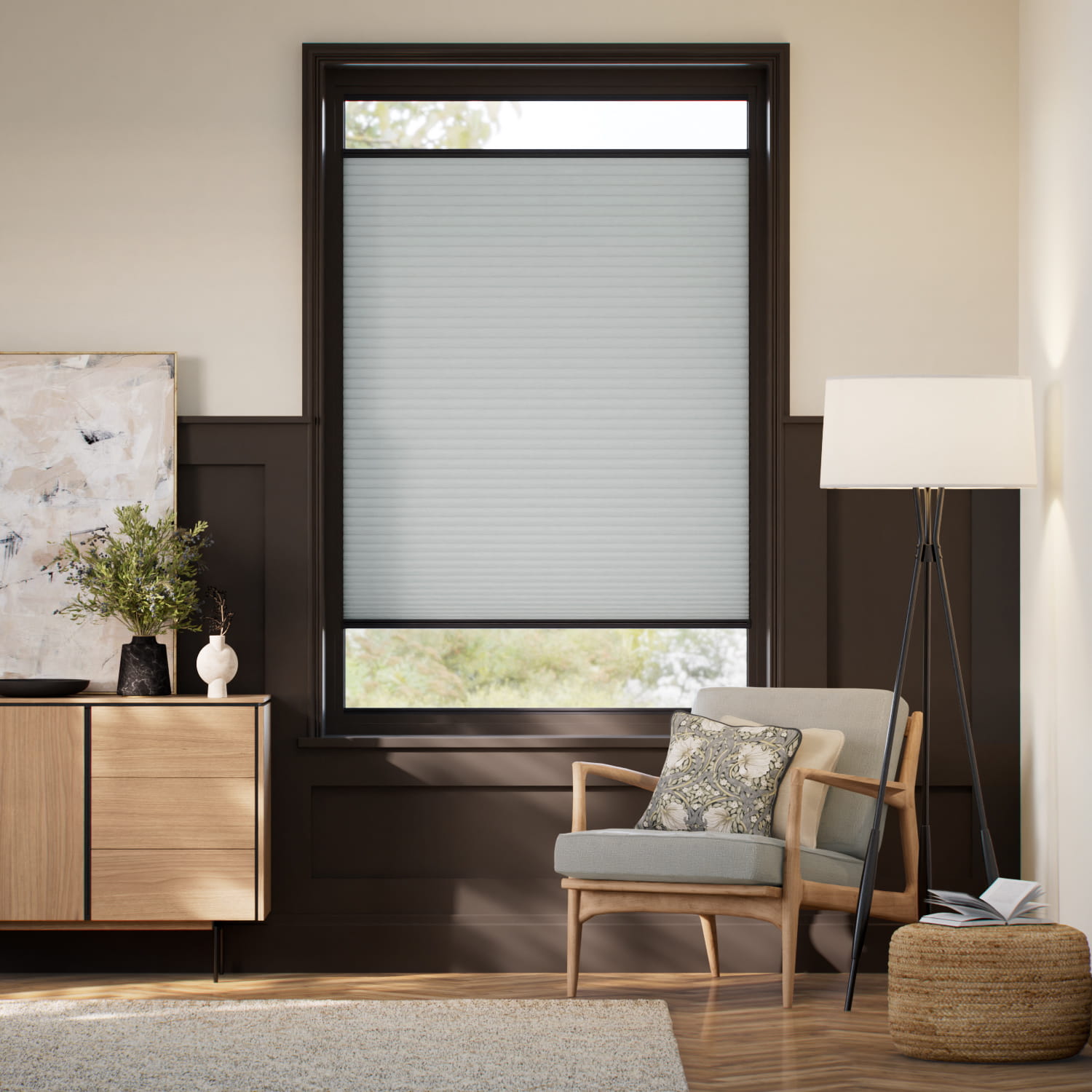 【窓貼りタイプ】採光 ニッケル・グレー ハニカム シェード