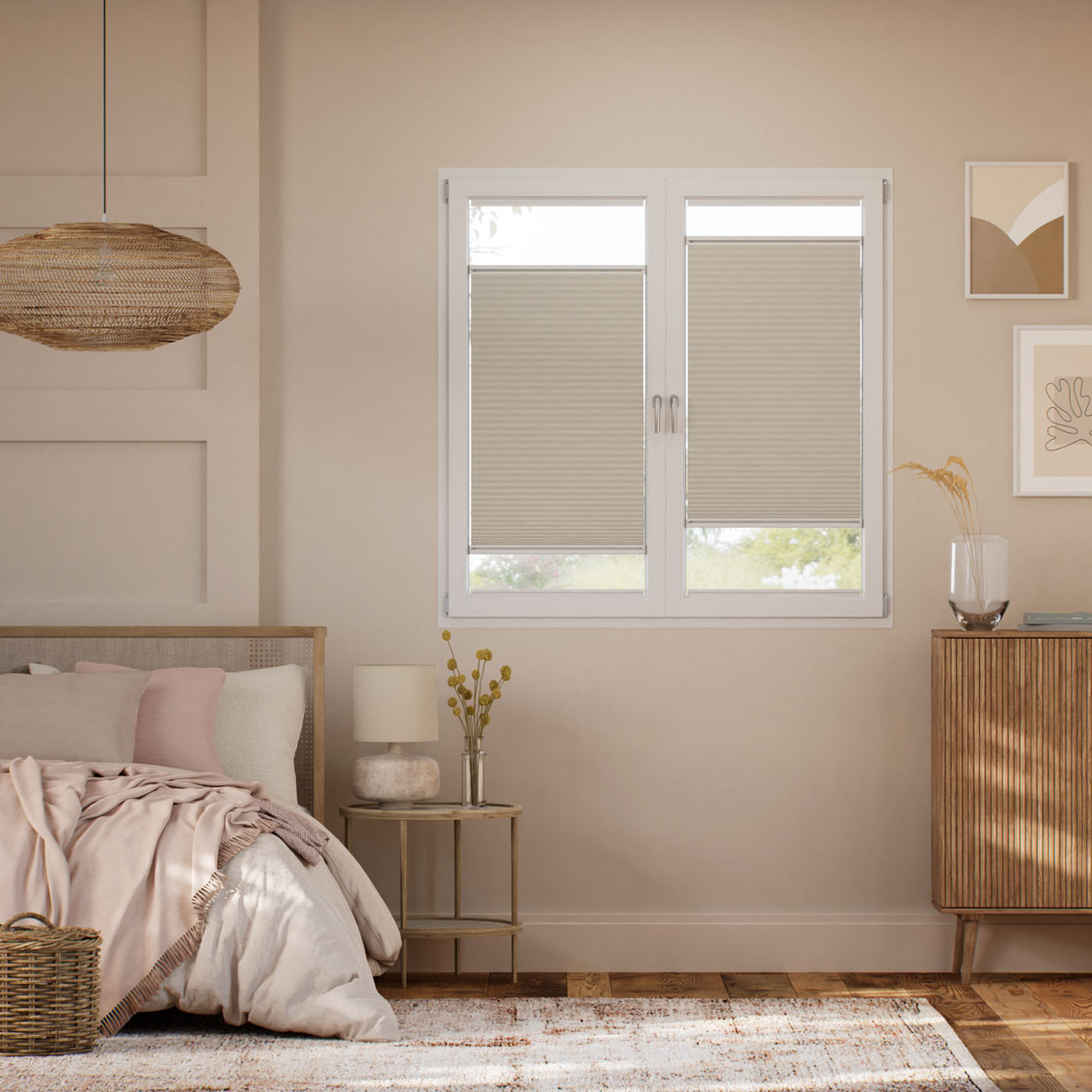 【窓貼りタイプ】遮光 ぺブル ハニカム シェード