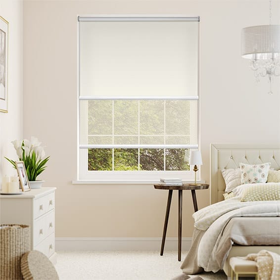 【つっぱり式】 遮光アイスホワイト＆アイスホワイト ダブルロールスクリーン