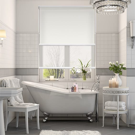 【つっぱり式】遮光ホワイト＆ホワイト ダブルロールスクリーン