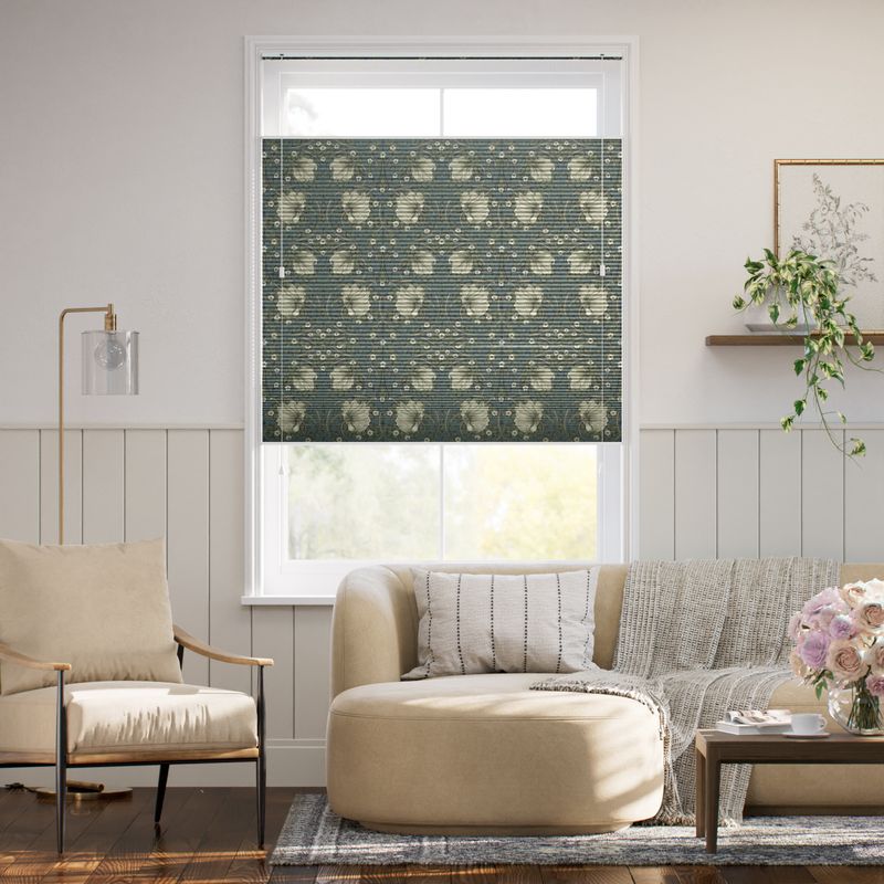 遮光トップダウンハニカム ウィリアムモリス ピンパーネル セージ シェード