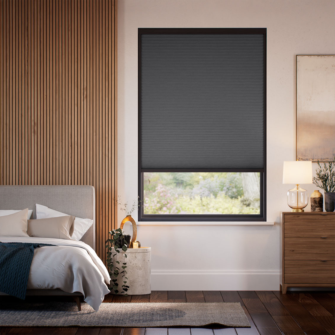 black bedroom blinds
