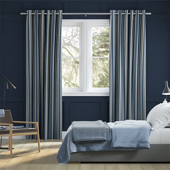 ツイルストライプリネン　デニム カーテン