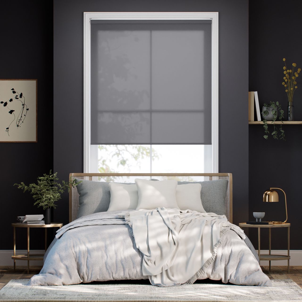 非遮光 チャコール ロールスクリーン