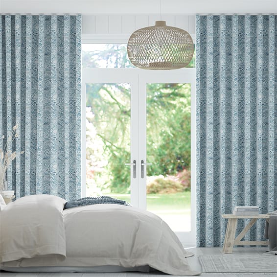 ウェーブ ウィリアムモリス いちご泥棒 スカイ カーテン