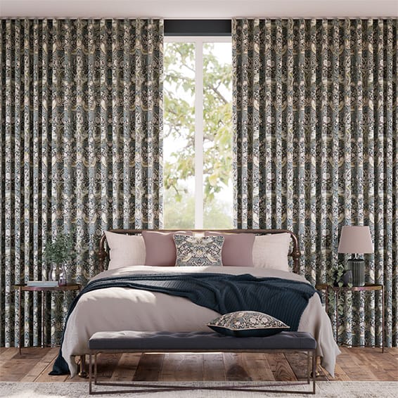 ウェーブ ウィリアムモリス いちご泥棒 ビンテージブラッシュ カーテン