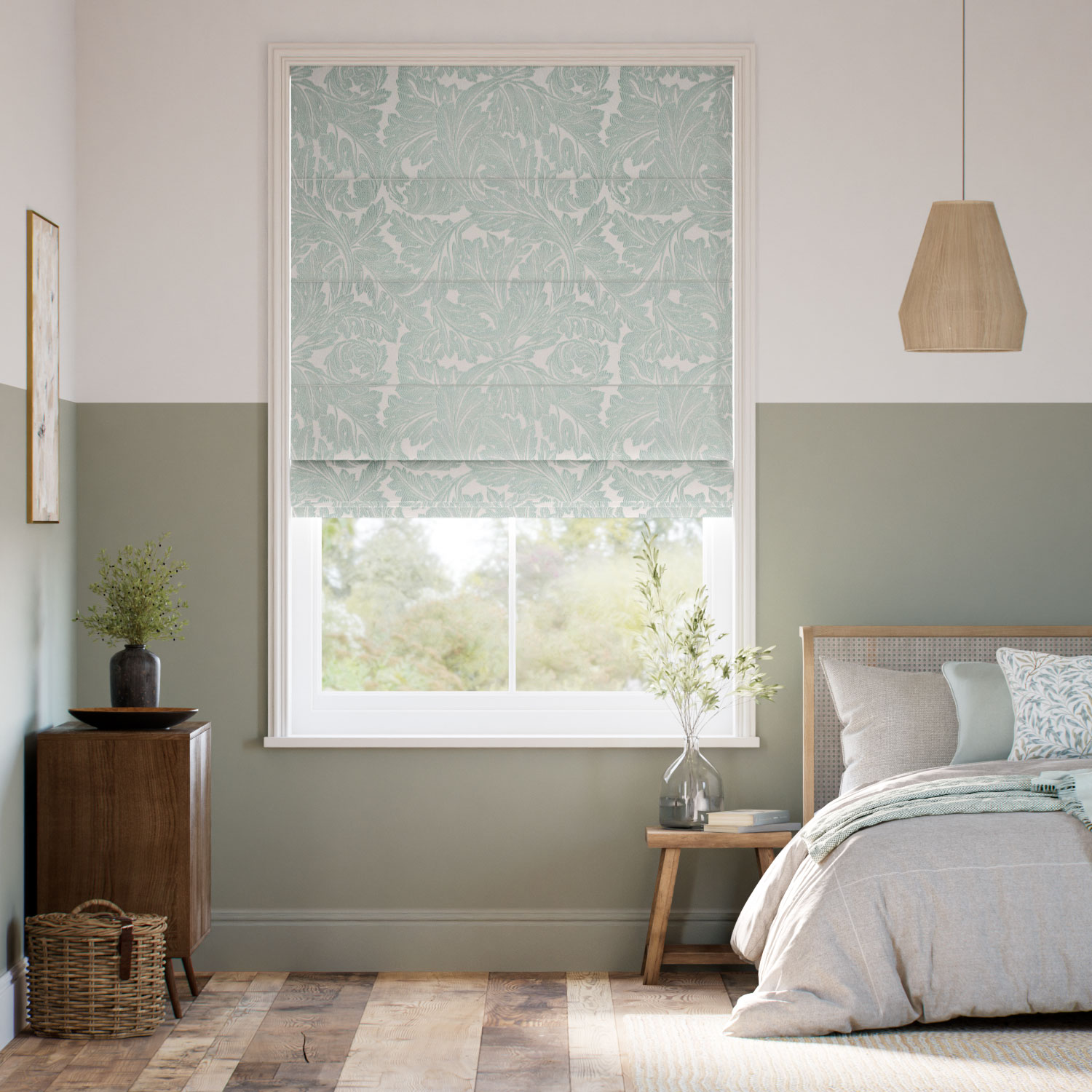 ウィリアムモリス アカンサス オパール ジャガード織 ローマンシェード