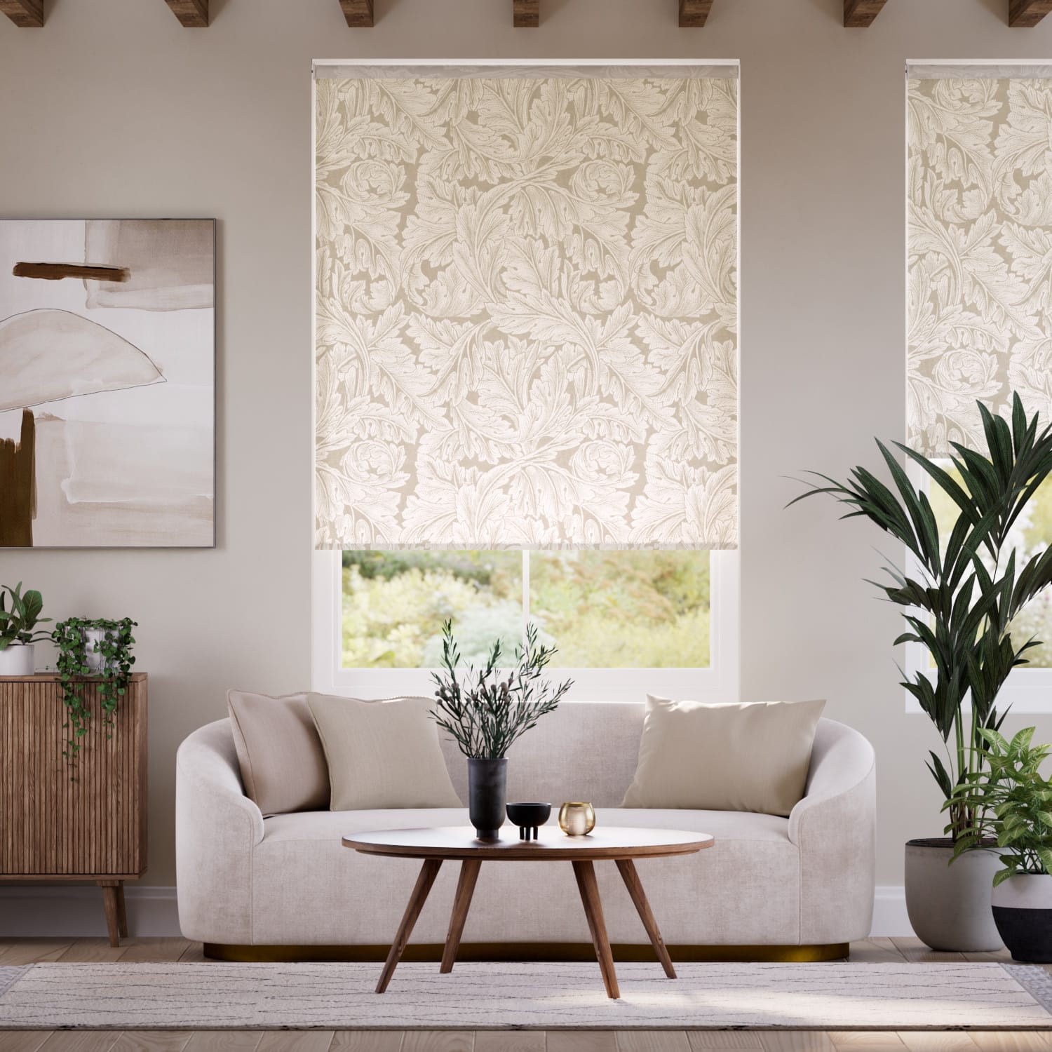 ウィリアムモリス アカンサス ソフトゴールド ジャガード織 ロールスクリーン