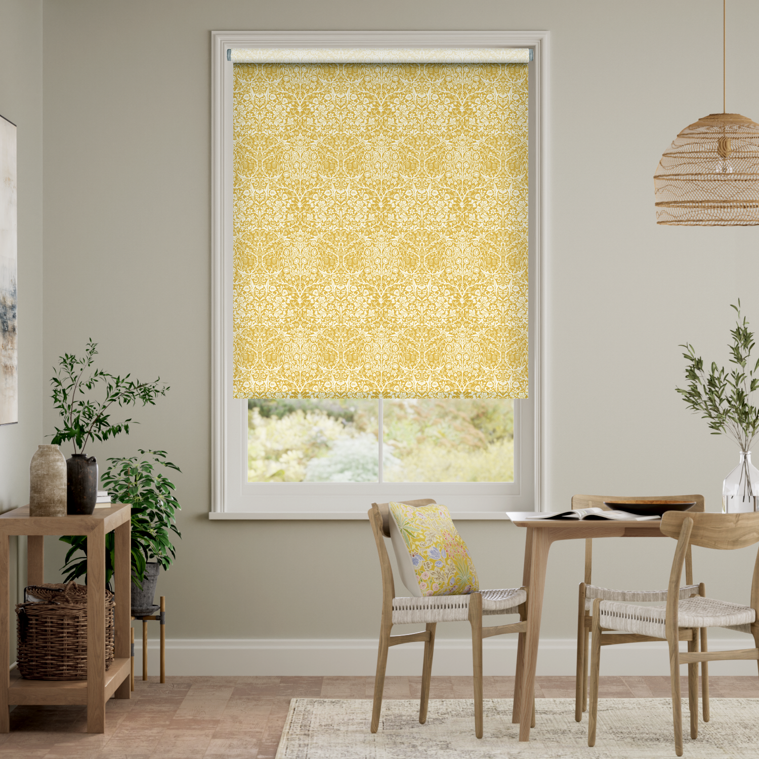 ウィリアムモリス ブラックソーン サフラン ロールスクリーン