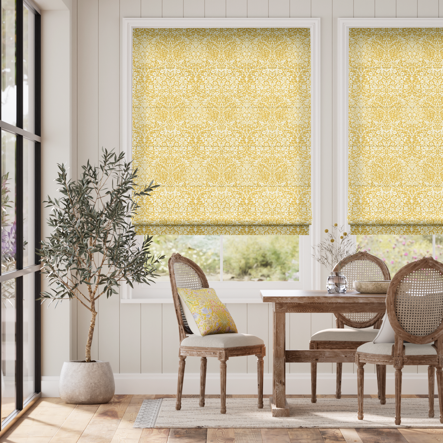 ウィリアムモリス ブラックソーン サフラン ローマンシェード