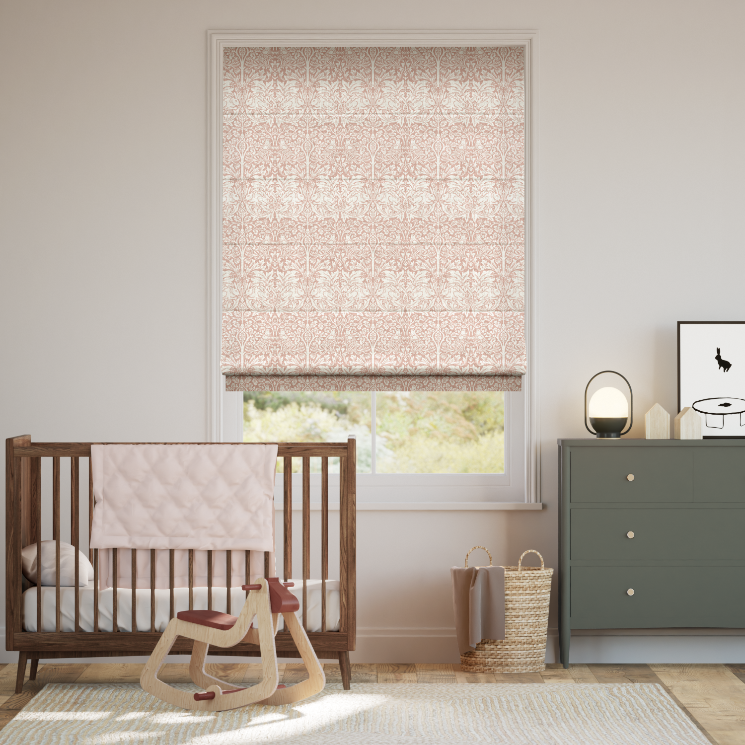 ウィリアムモリス ブラザーラビット ソフトピンク ローマンシェード