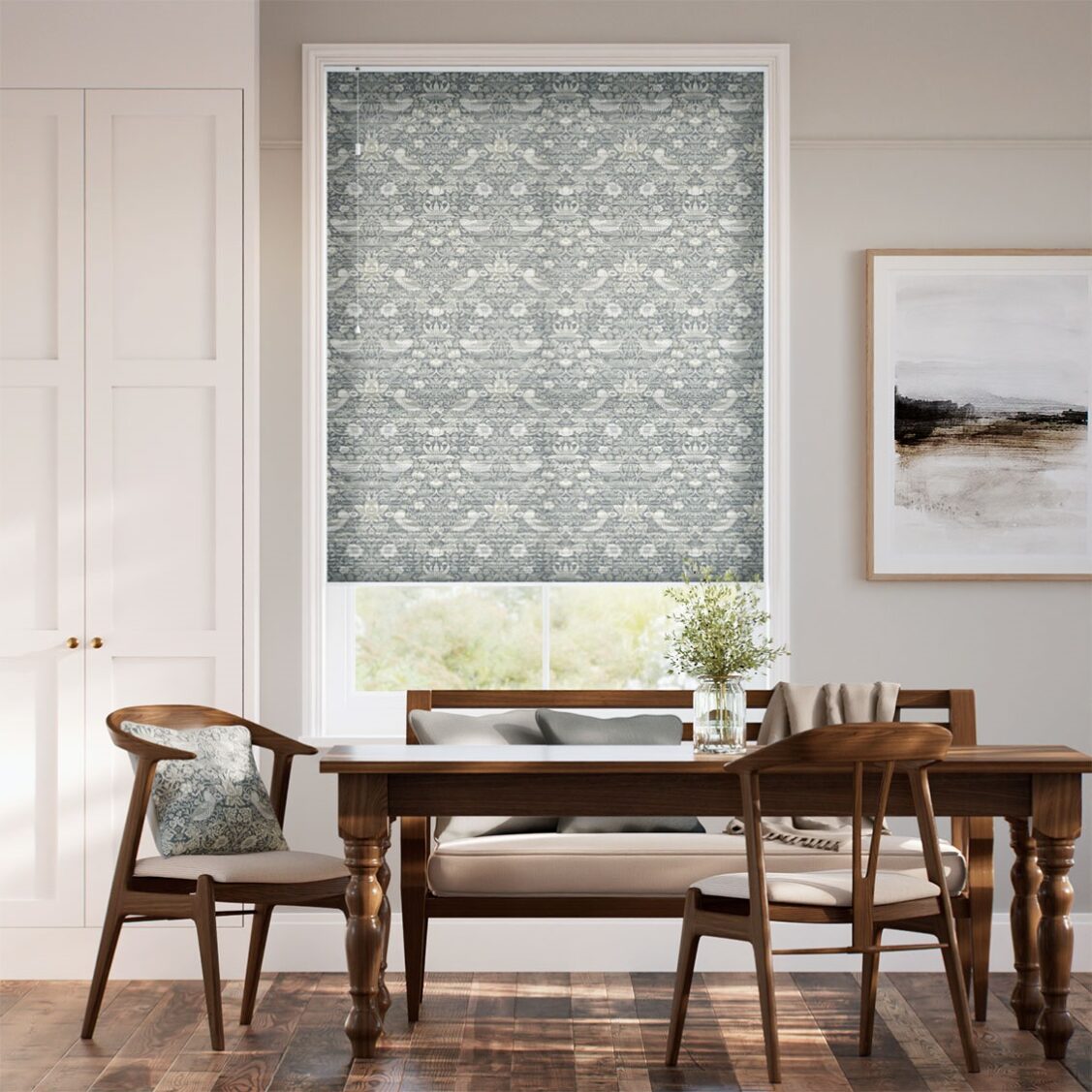 採光ハニカム ウィリアムモリス いちご泥棒 マナーグレー シェード