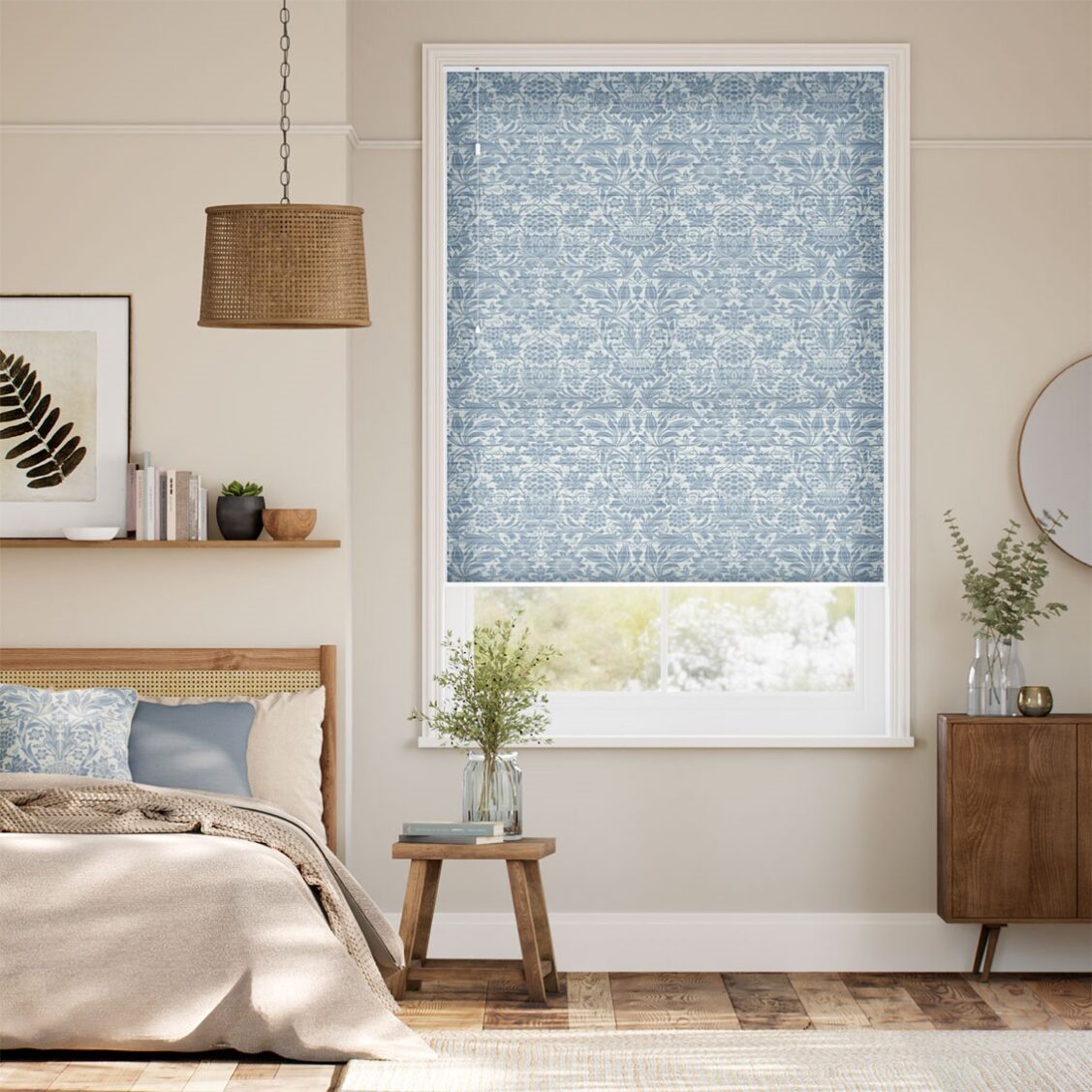 採光ハニカム ウィリアムモリス サンフラワー ビンテージブルー シェード