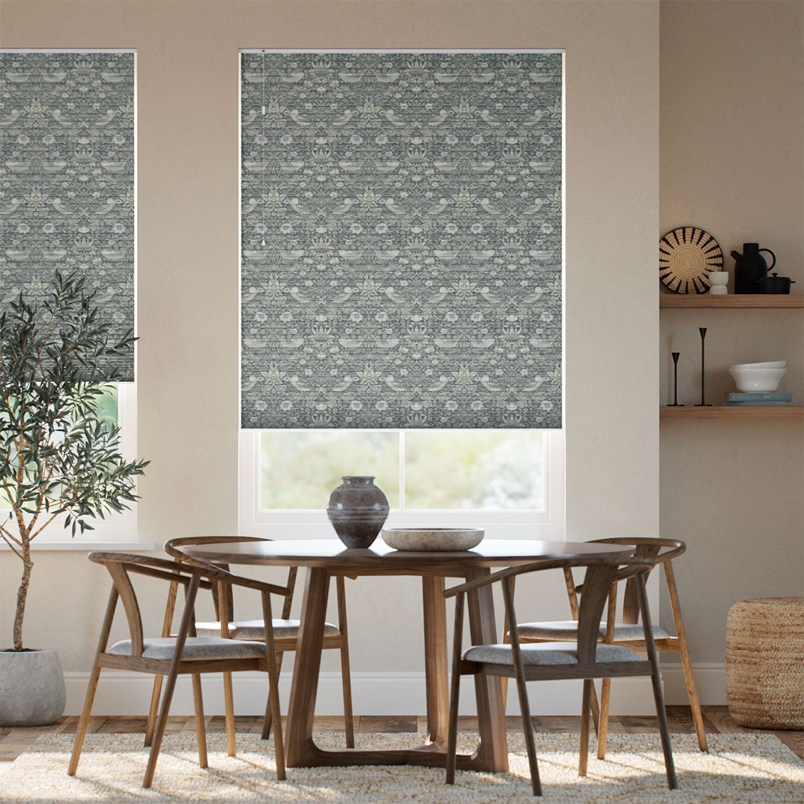 遮光ハニカム ウィリアムモリス いちご泥棒 マナーグレー シェード