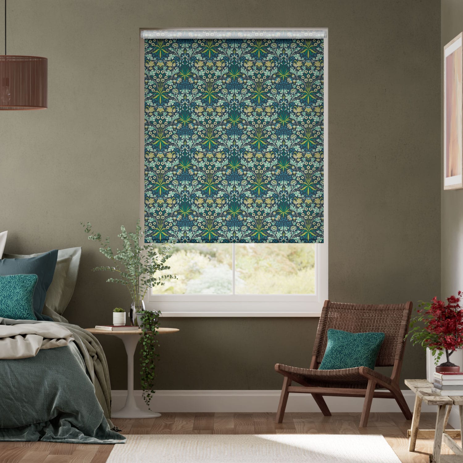 ウィリアムモリス ヒヤシンス エメラルド ロールスクリーン