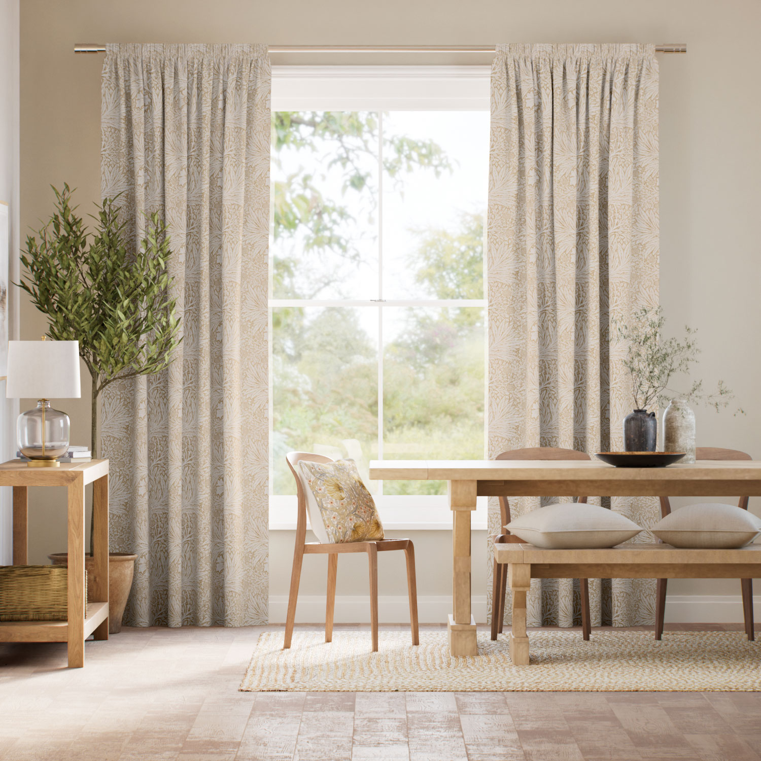 ウィリアムモリス マリーゴールド ソフトゴールド ジャガード織 カーテン