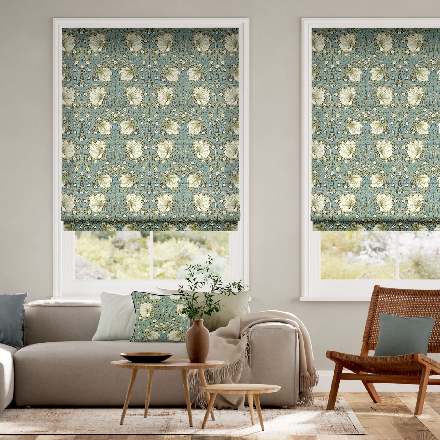 William Morris -ウィリアムモリス　ピンパーネル　セージ ローマンシェード