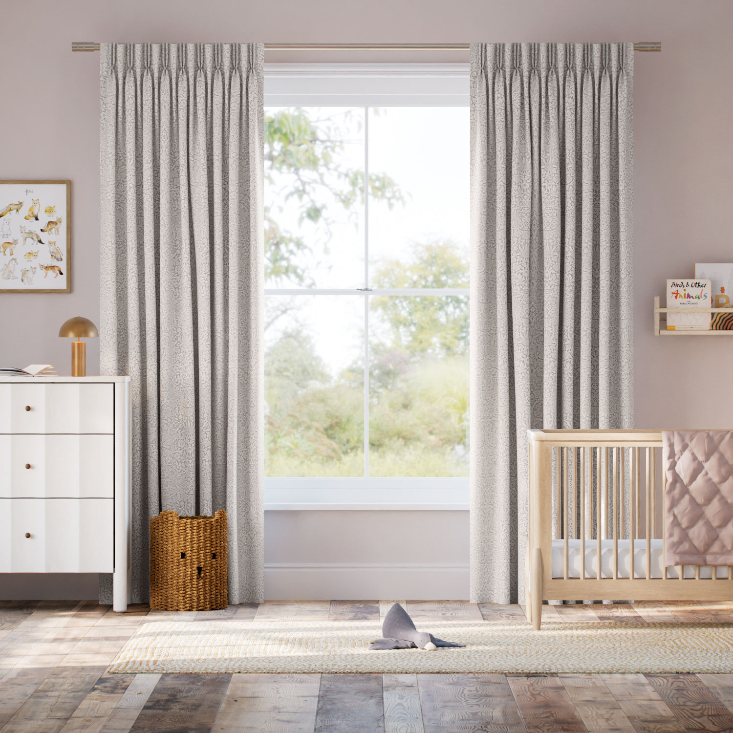 ウィリアムモリス いちご泥棒 アイボリー ジャガード織　 カーテン