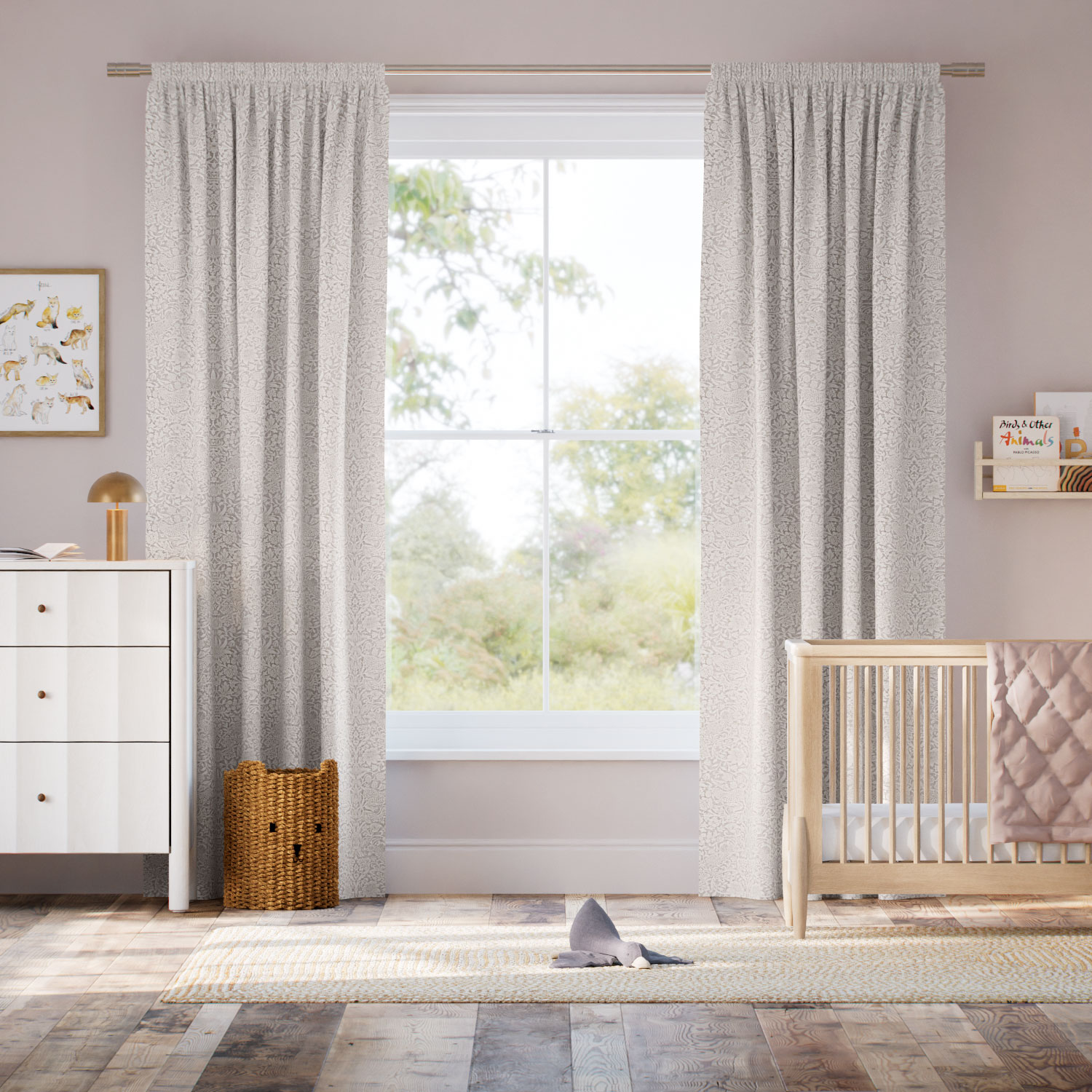 ウィリアムモリス いちご泥棒 アイボリー ジャガード織　 カーテン