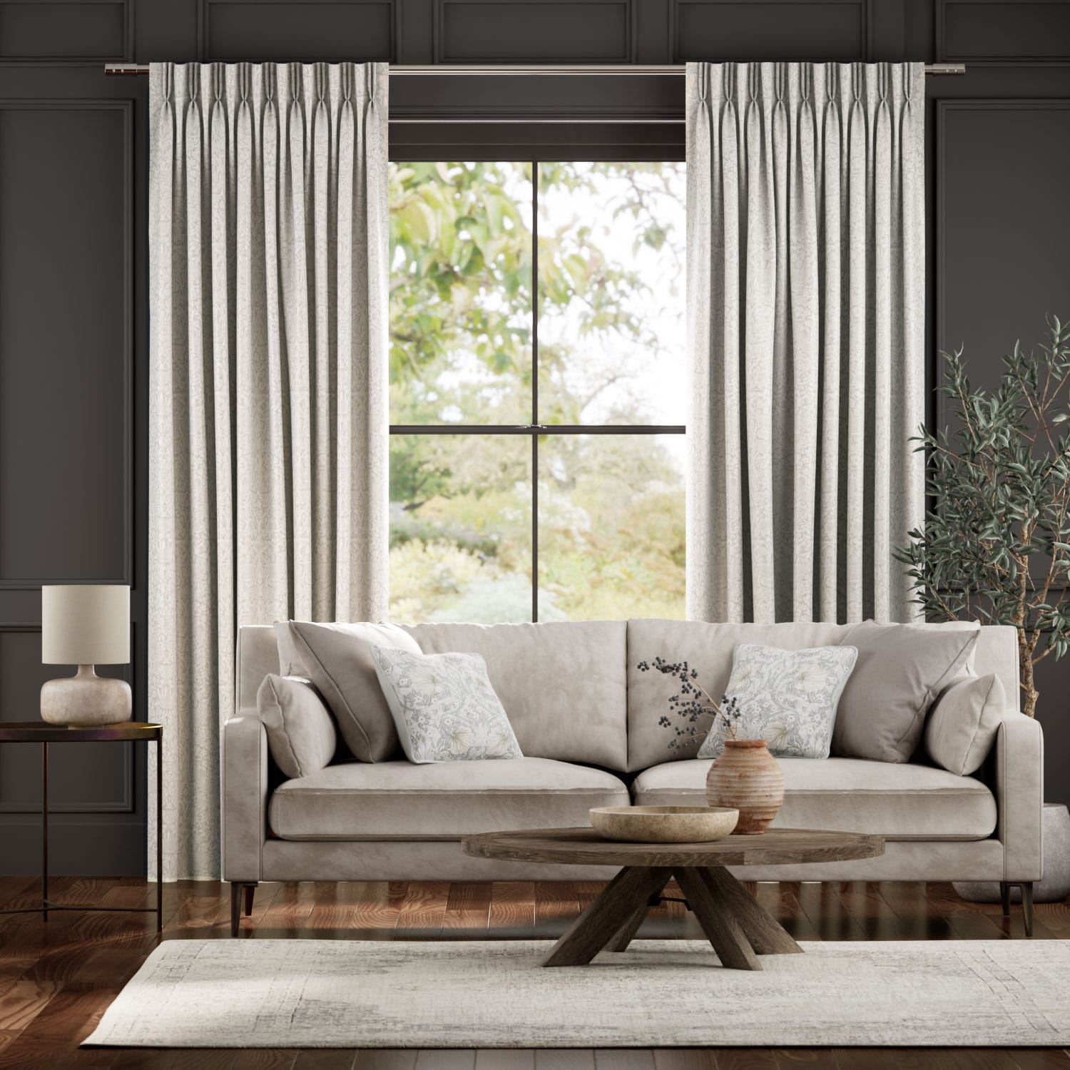 ウィリアムモリス いちご泥棒 オイスター ジャガード織 カーテン