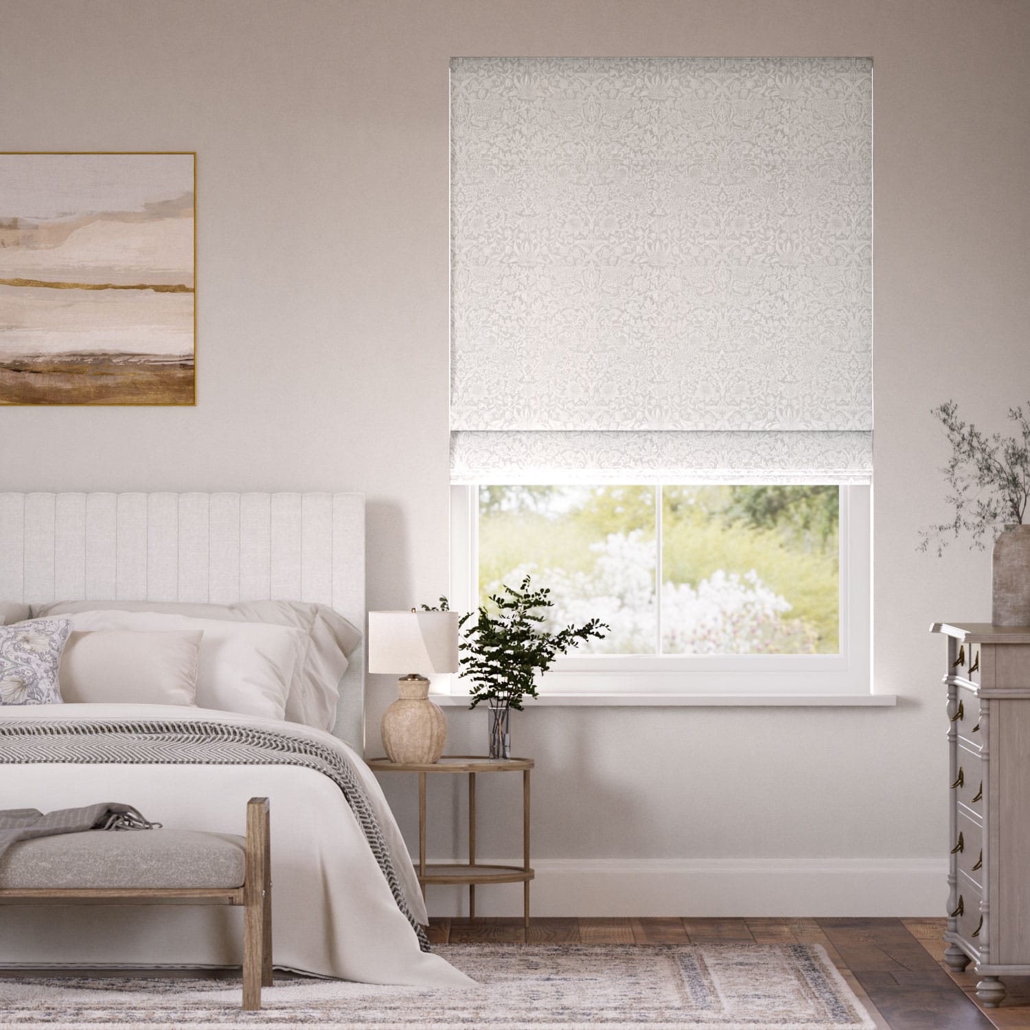 ウィリアムモリス いちご泥棒 オイスター ジャガード織 ローマンシェード