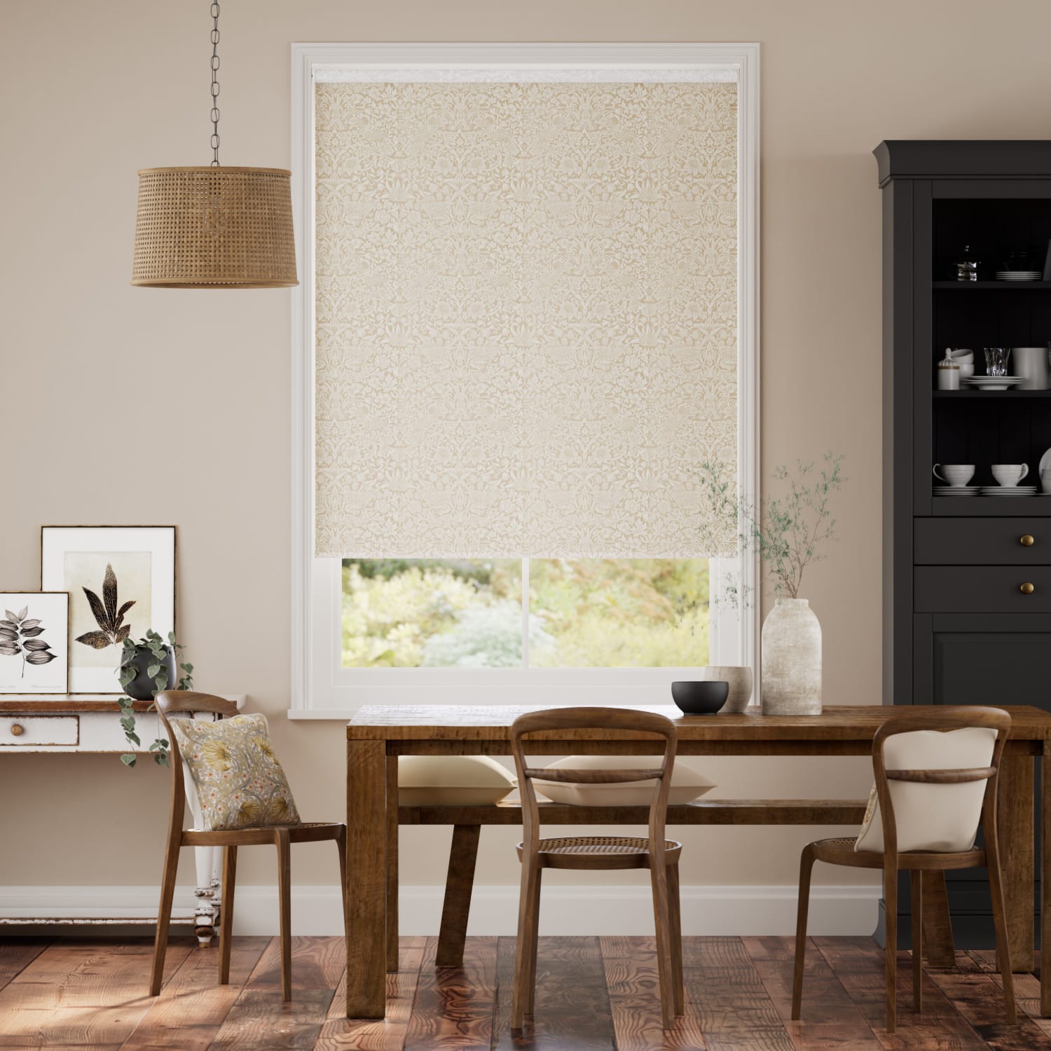 ウィリアムモリス いちご泥棒 ソフトゴールド ジャガード織 ロールスクリーン