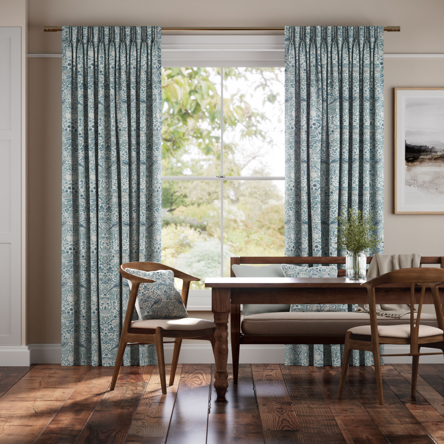 ウィリアムモリス　イチゴ泥棒　スカイ カーテン