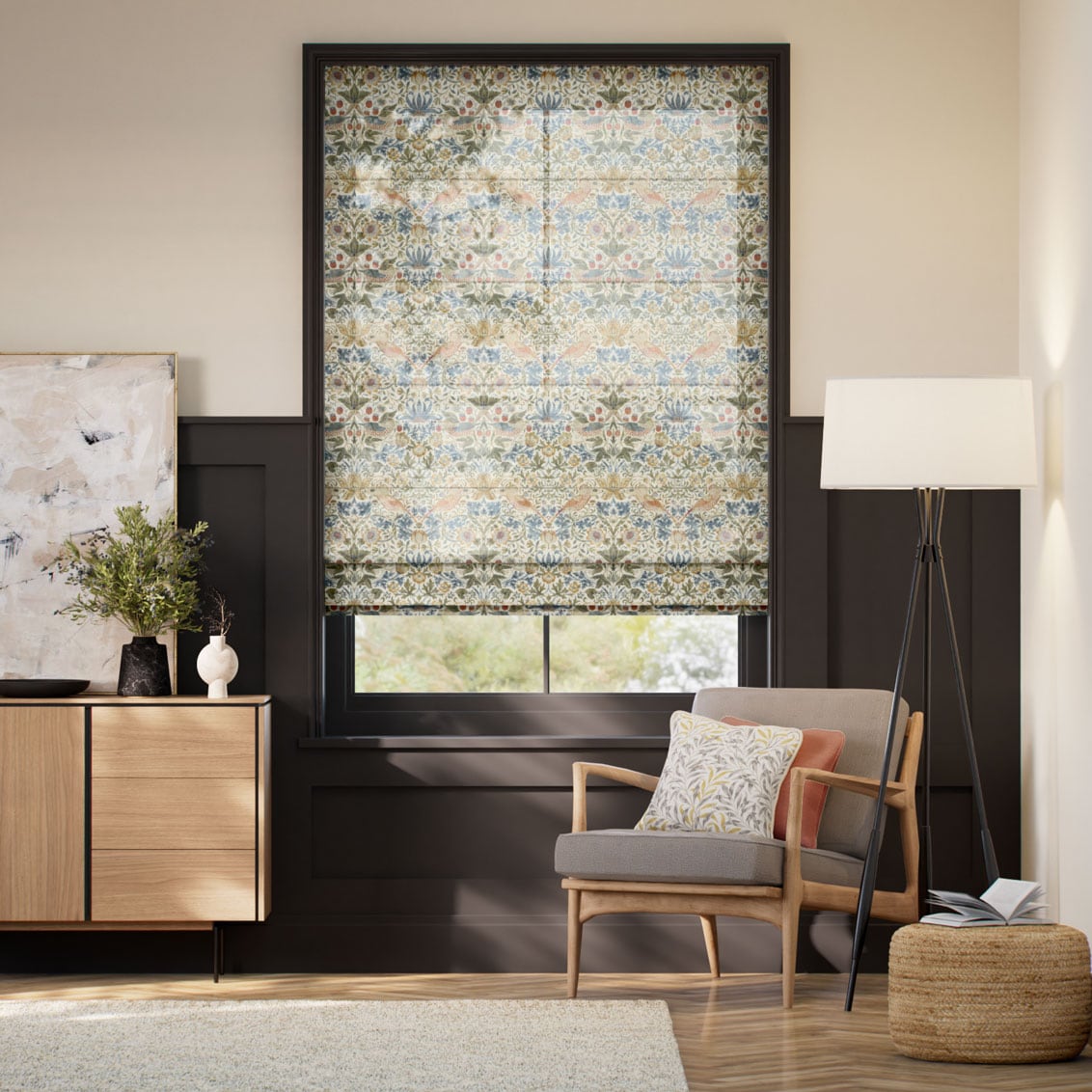 ウィリアムモリス いちご泥棒 ボイル ナチュラル ローマンシェード