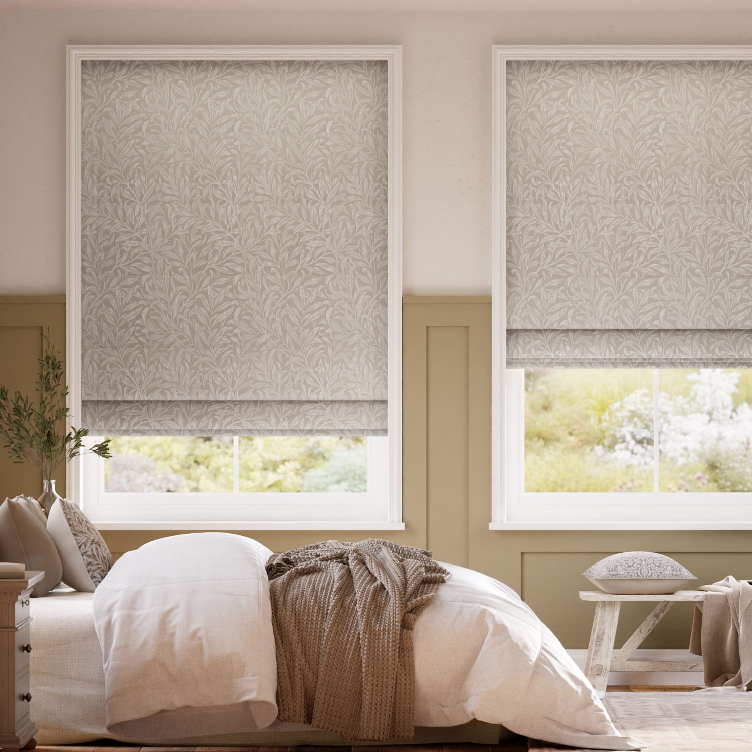 ウィリアムモリス ウイローバウ リネン ジャガード織 ローマンシェード