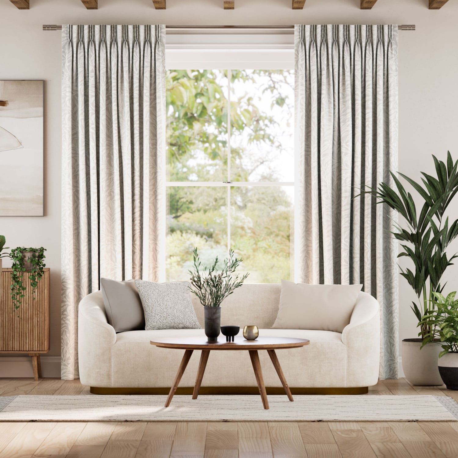 ウィリアムモリス ウイローバウ オイスター ジャガード織 カーテン