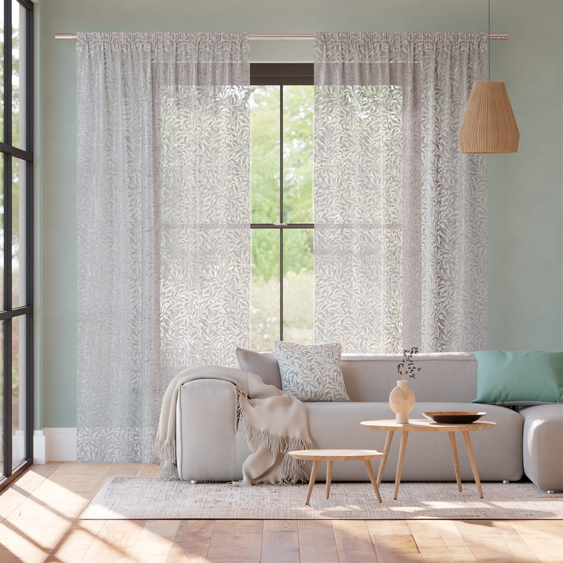 ウィリアムモリス ウイローバウ シルバー ボイル レースカーテン