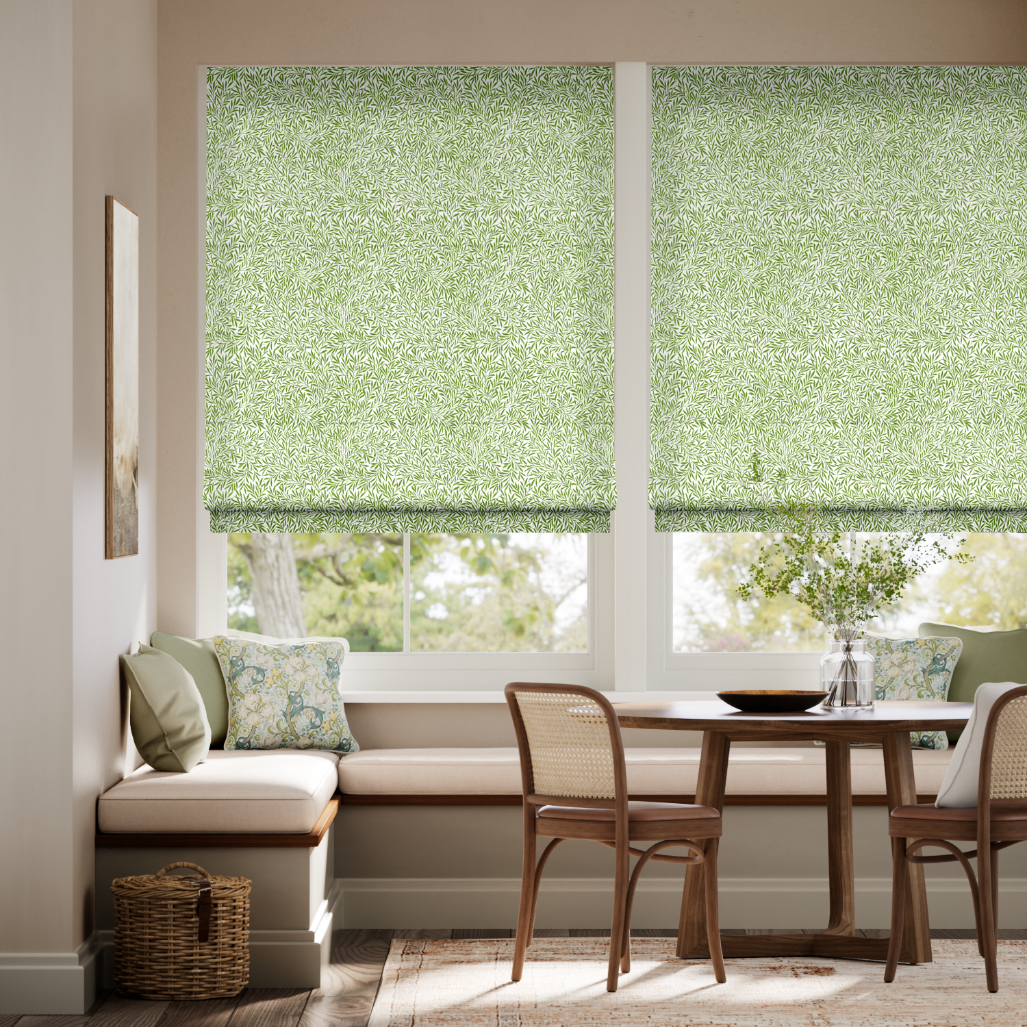 ウィリアムモリス ウイロー クローバー ローマンシェード