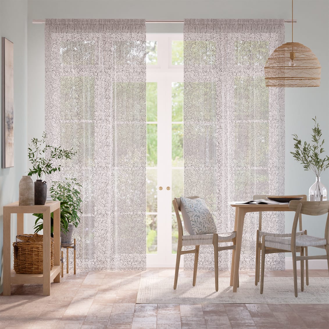 ウィリアムモリス ウイロー ミスト ボイル レースカーテン